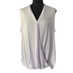Banana Republic Sleeveless Crossover Blouse Top Women L Lavender Minimalist Work
